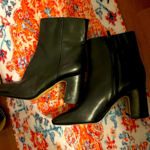 Sam Elderman black fawn leather booties block heel size 9 new never worn - Picture 5 of 8